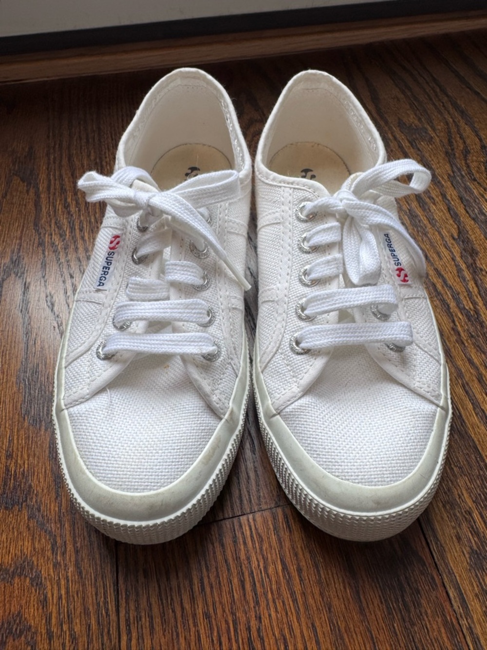 Superga White Canvas Low-Top Lace-Up Sneakers